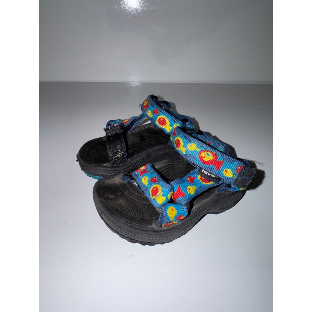 Teva Baby Sandals Blue Red Yellow Geometric Pattern Strappy Sport Size 3 Hiking